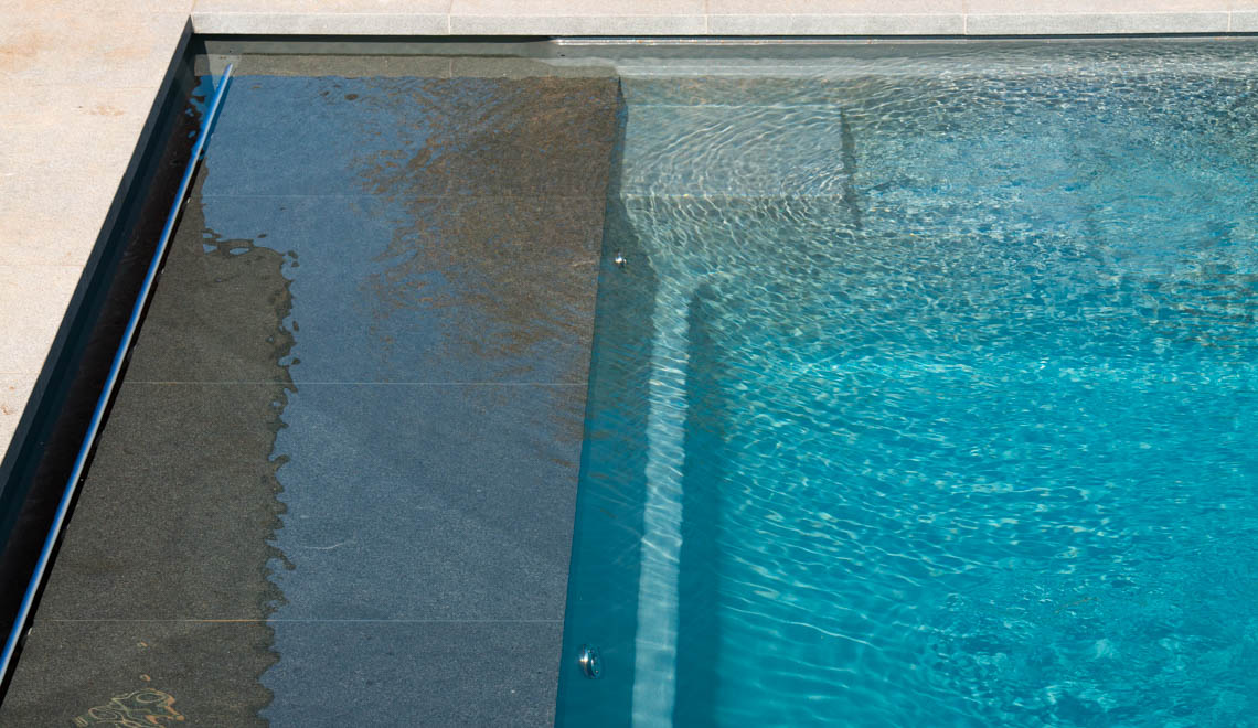 Leisure Pools Cube composite fiberglass flat bottom swimming pool