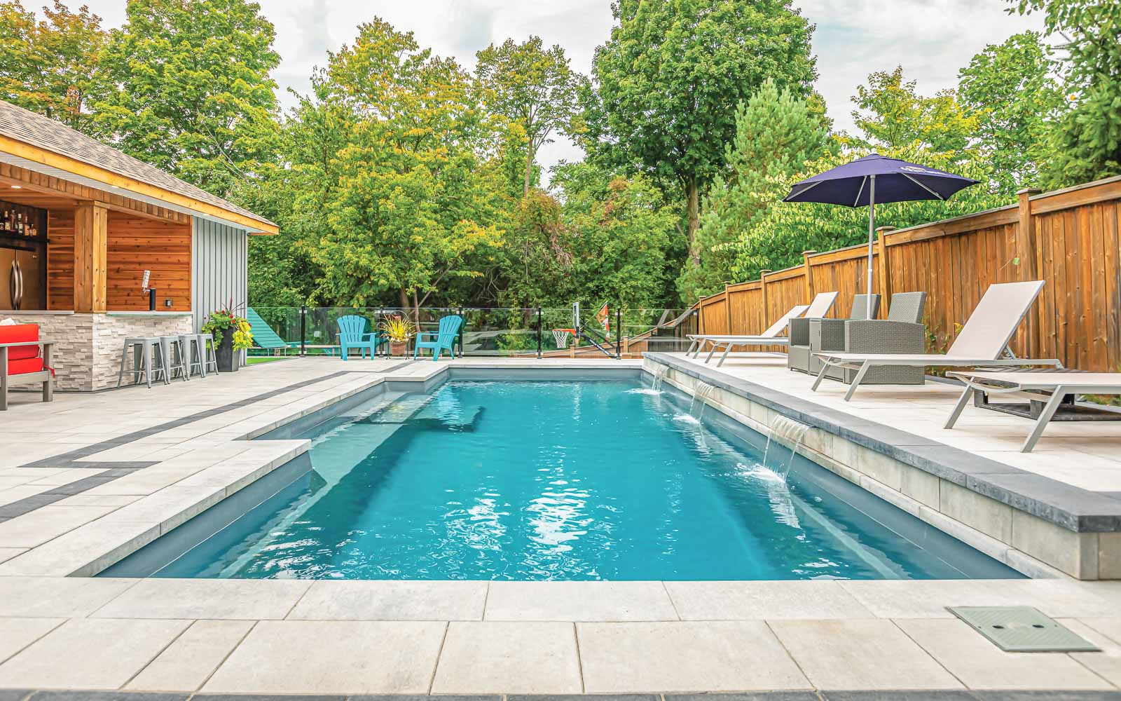 Leisure Pools Elegance large rectangular fiberglass swimming pool