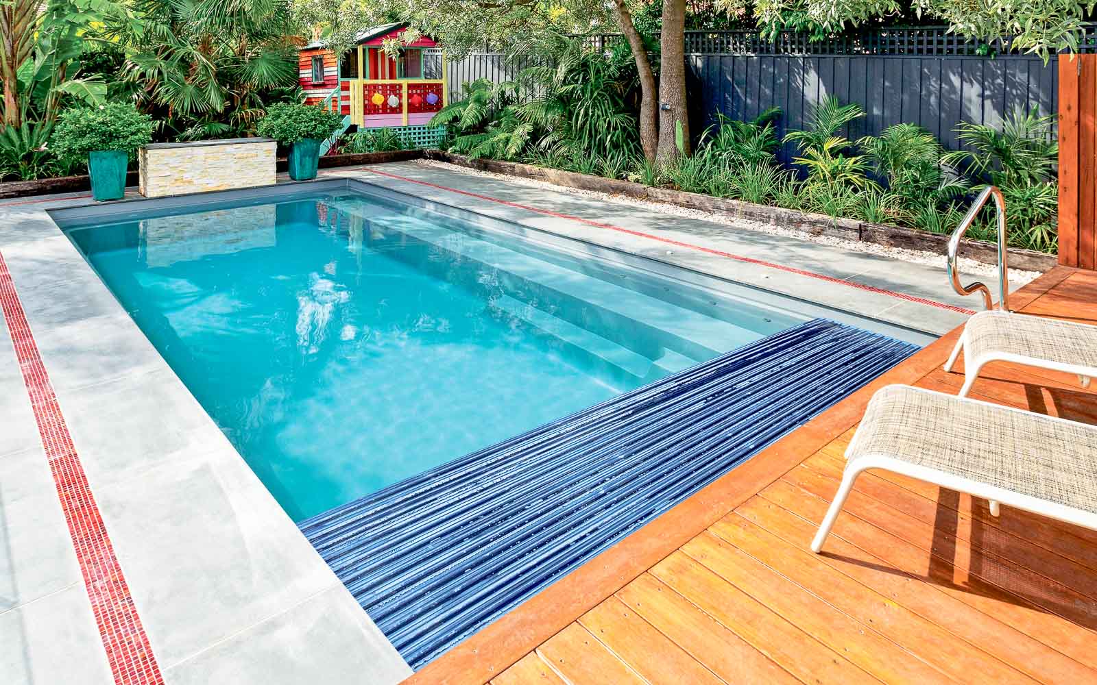 Leisure Pools Reflection plus Cover Box - a fiberglass pool