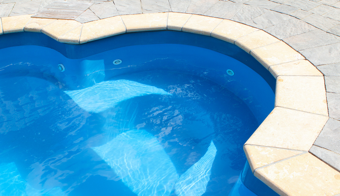 Leisure Pools Courtyard Roman inground fiberglass pool