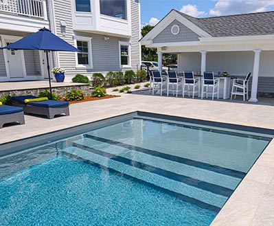 Leisure Pools Inground Fiberglass Pool Color Graphite Grey