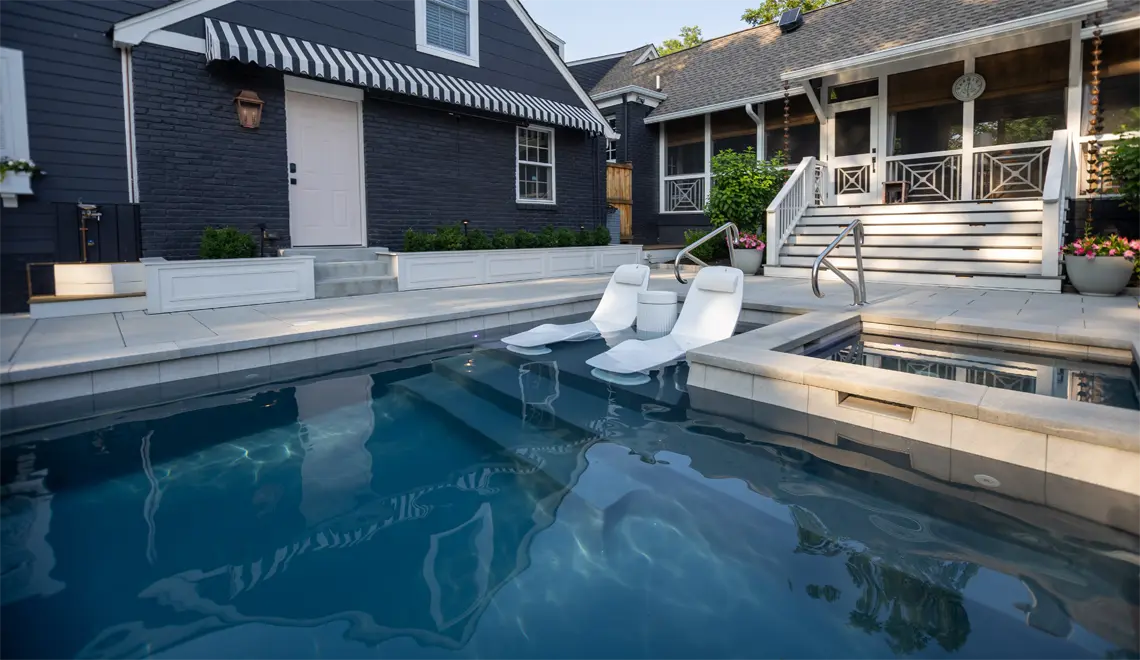 Leisure Pools Ultimate Fiberglass Best Swimming Pool Laylo Loungers.