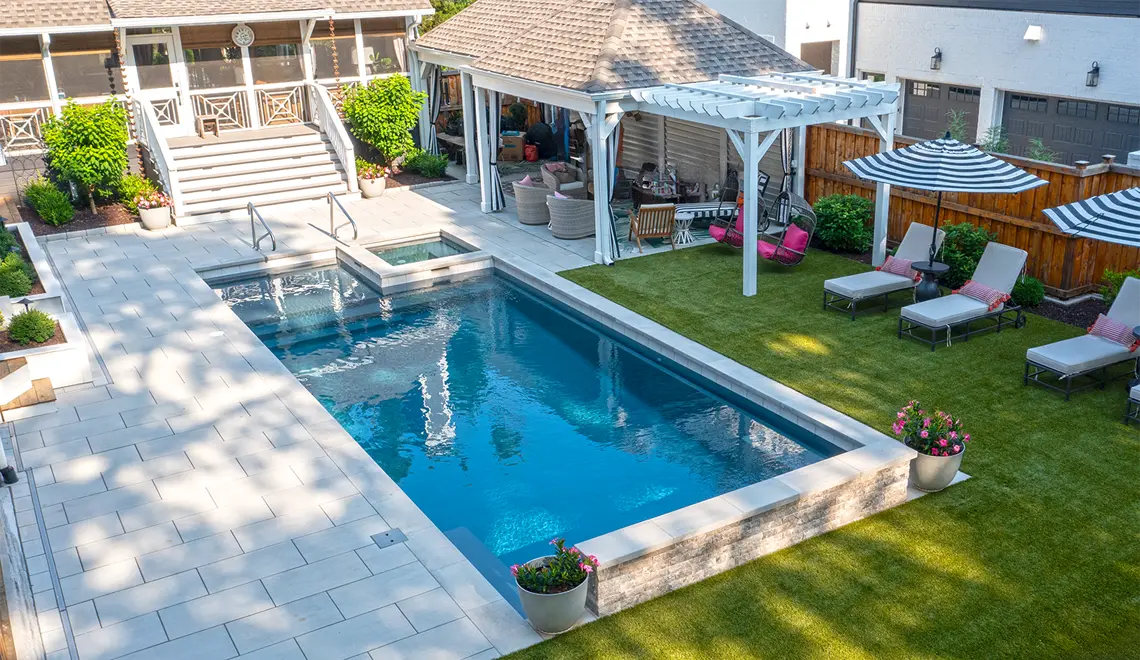 Leisure Pools Ultimate Fiberglass Best Swimming Pool perfect pool weather.
